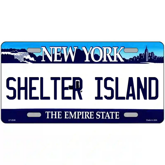 Shelter Island New York Blue Metal Sign