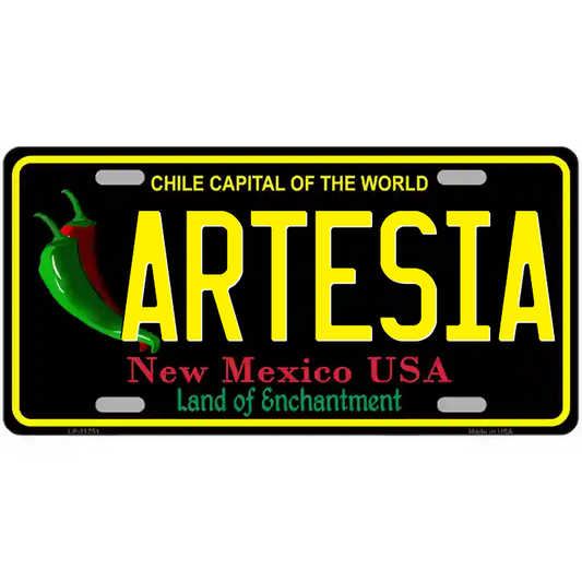 Artesia New Mexico Black Metal Sign