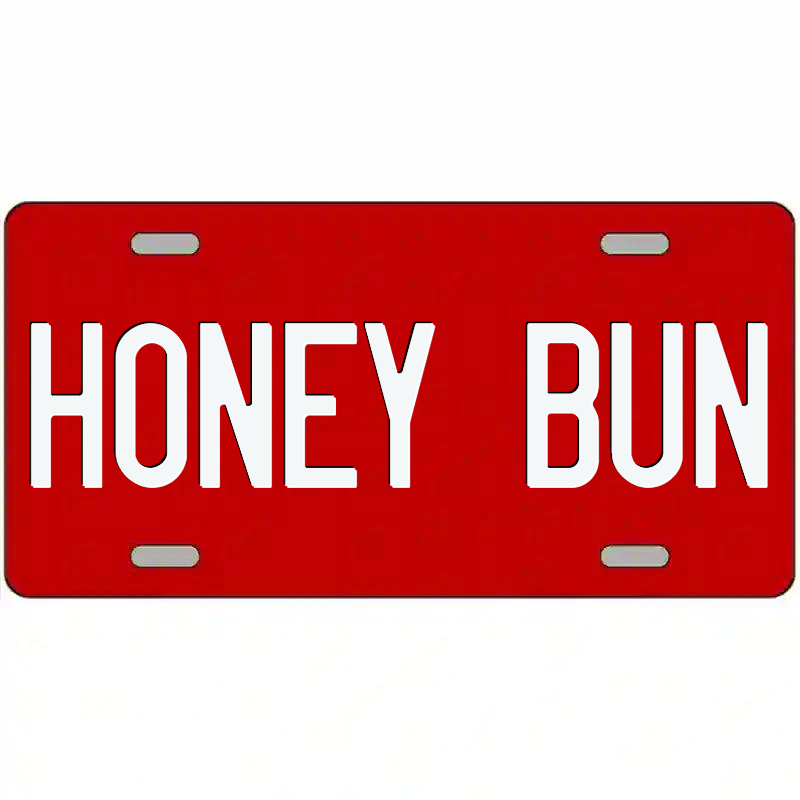 Honey Bun White on Red Metal Sign
