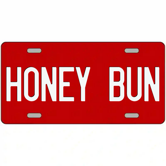 Honey Bun White on Red Metal Sign