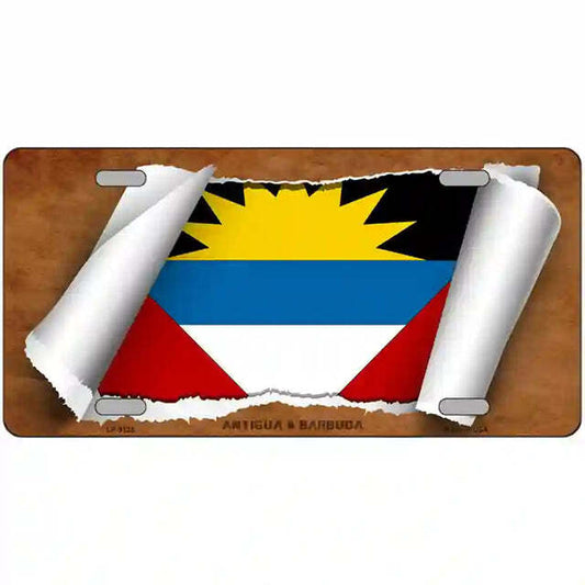 Antigua & Barbuda Scroll Flag Metal Sign