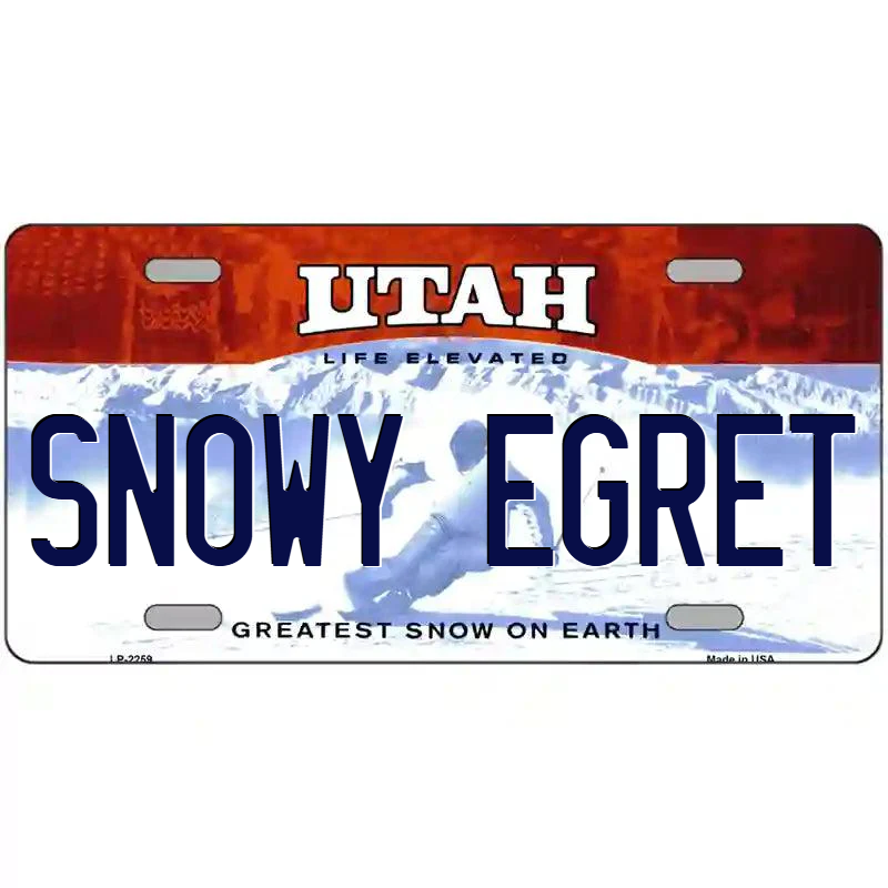 Snowy Egret Utah Metal Sign