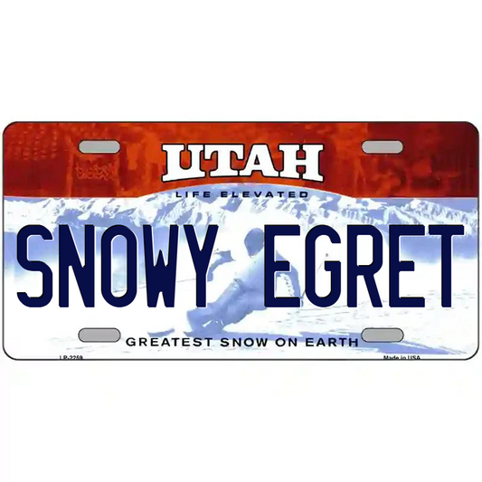Snowy Egret Utah Metal Sign
