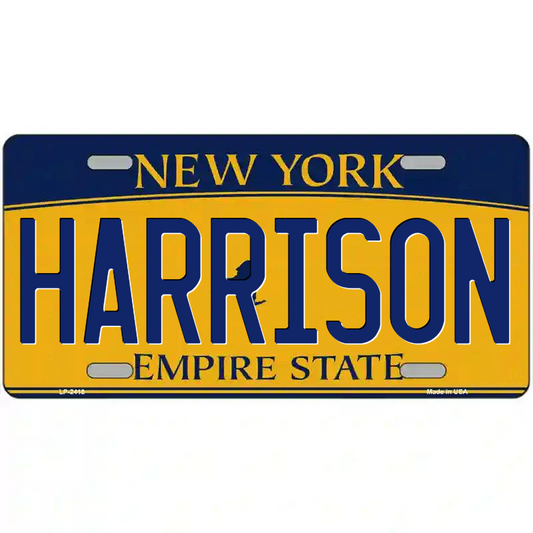 Harrison New York Yellow Metal Sign