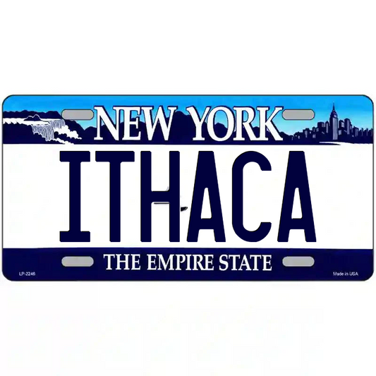 Ithaca New York Blue Metal Sign