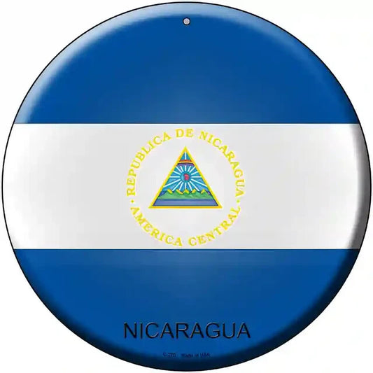 Nicaragua Flag 12" Circle Metal Sign