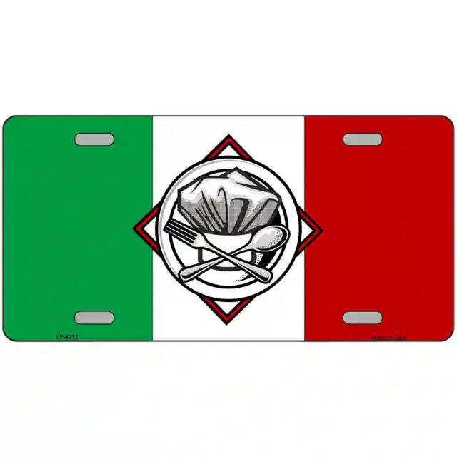 Italy Flag Culinary Logo Metal Sign