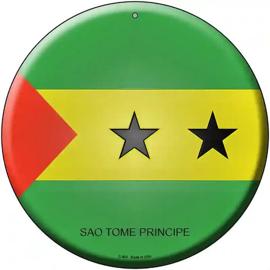 Sao Tome Principe Flag 12" Circle Metal Sign