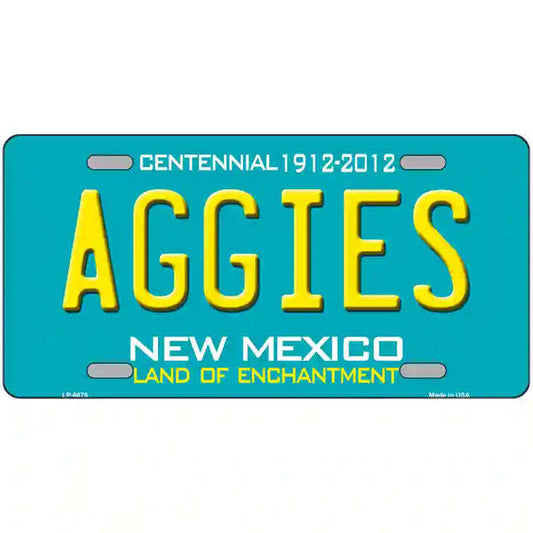 Aggies New Mexico Teal Metal Sign