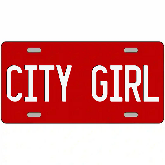 City Girl White on Red Metal Sign