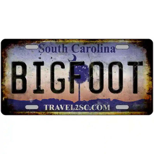 South Carolina Rusty Look Bigfoot Metal Sign
