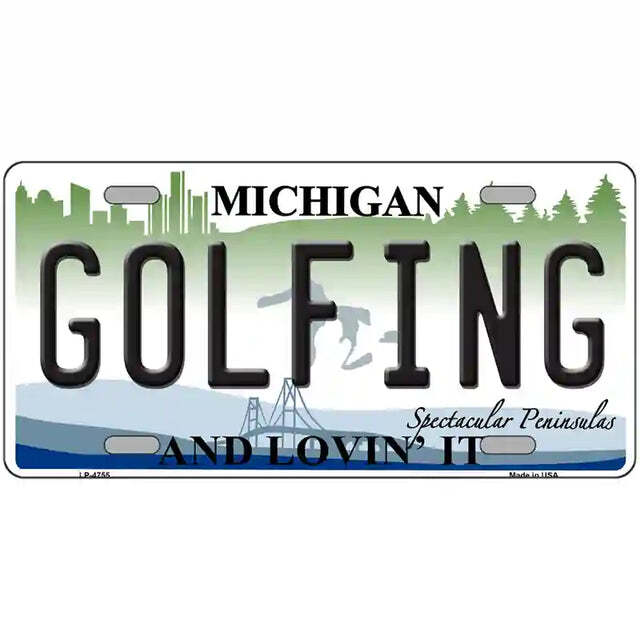 Golfing and Lovin' It Michigan Metal Sign