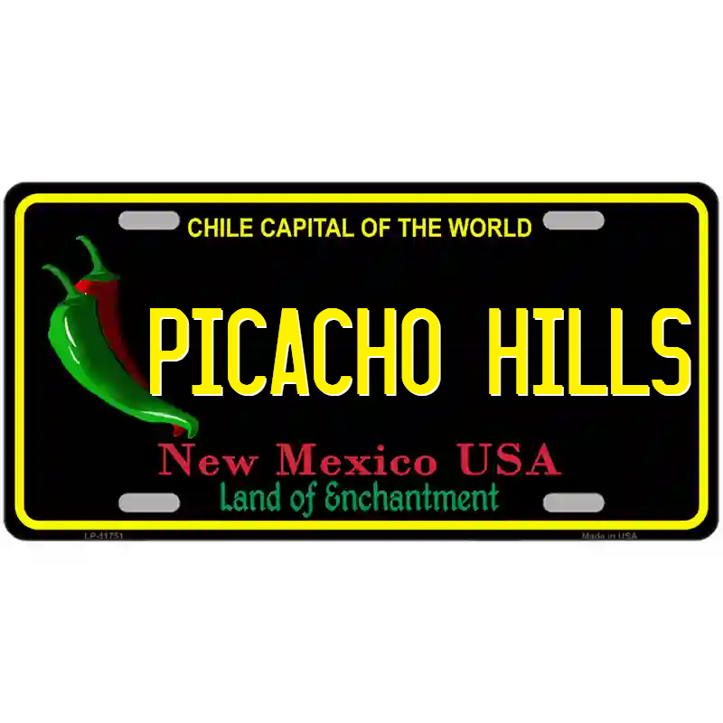 Picacho Hills New Mexico Black Metal Sign