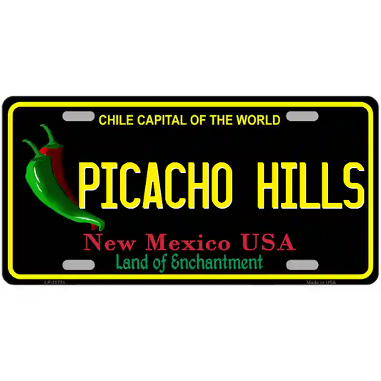 Picacho Hills New Mexico Black Metal Sign
