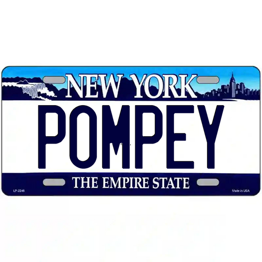 Pompey New York Blue Metal Sign