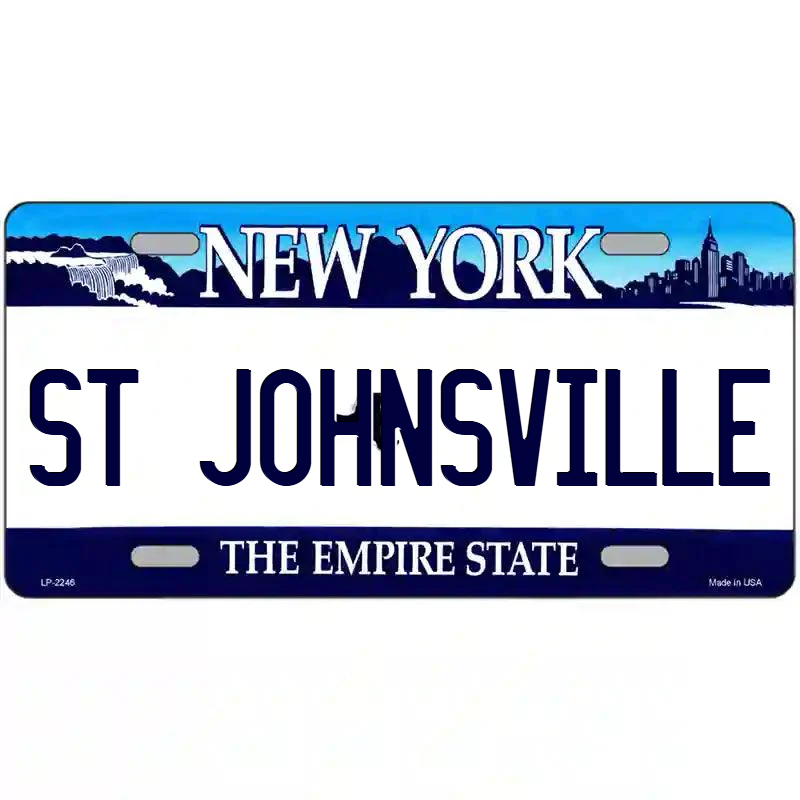 St Johnsville New York Blue Metal Sign