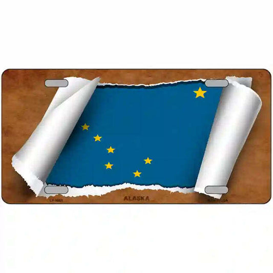 Alaska Flag Scroll Metal Sign