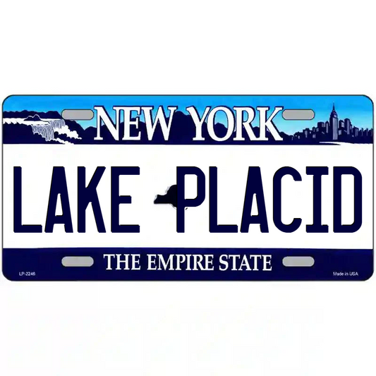 Lake Placid New York Blue Metal Sign