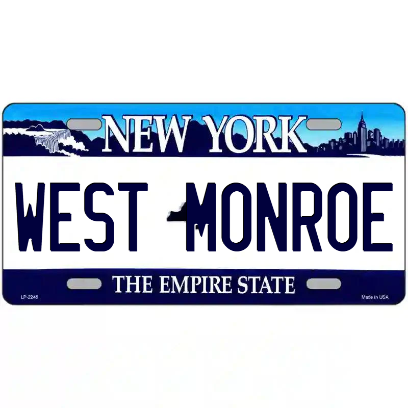 West Monroe New York Blue Metal Sign
