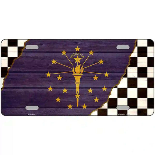 Indiana Racing Flag Metal Sign