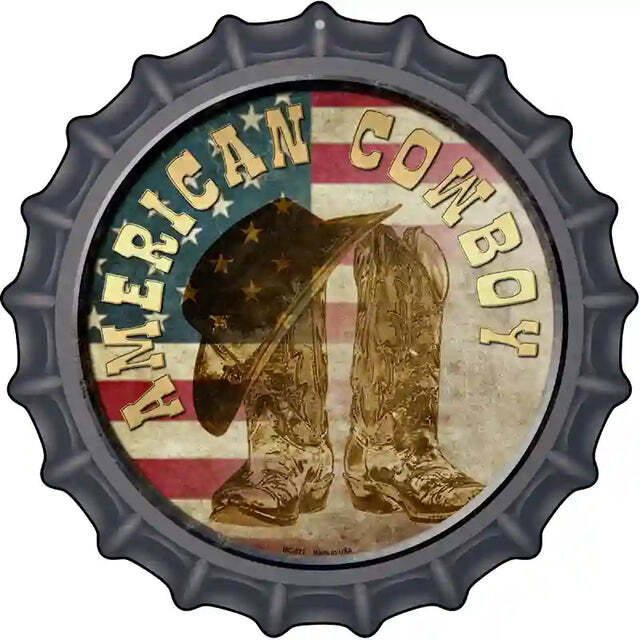 American Cowboy Bottle Cap Metal Sign
