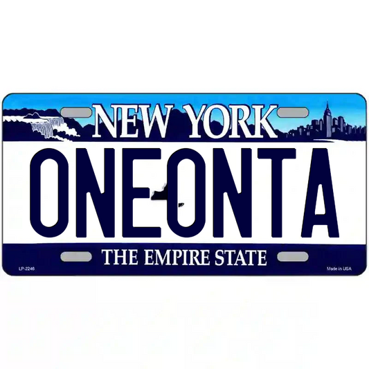 Oneonta New York Blue Metal Sign
