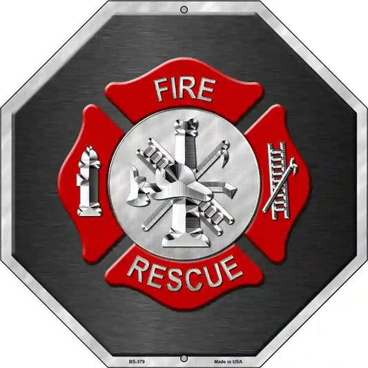 Fire Rescue 12" Octagon Metal Sign