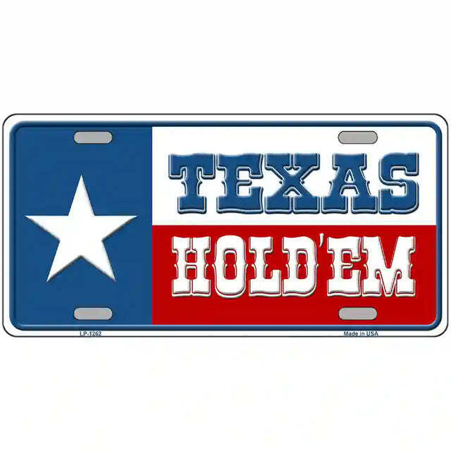 Texas Hold 'Em Texas Flag Metal Sign