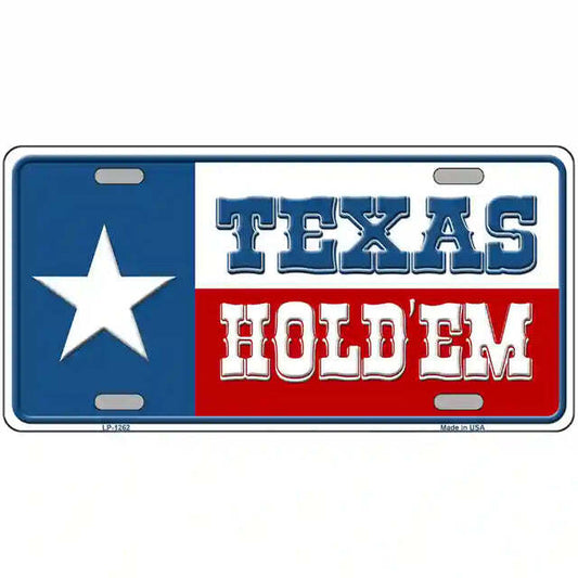 Texas Hold 'Em Texas Flag Metal Sign