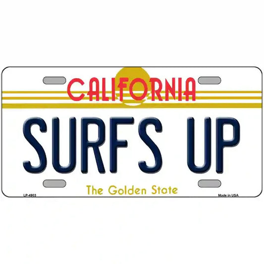 Surfs Up California Metal Sign