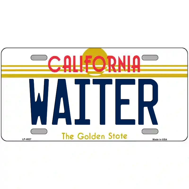 Waiter California Metal Sign