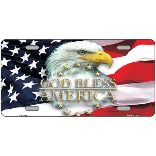 God Bless America Eagle Flag Metal Sign