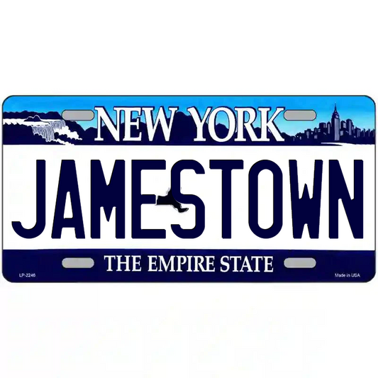 Jamestown New York Blue Metal Sign