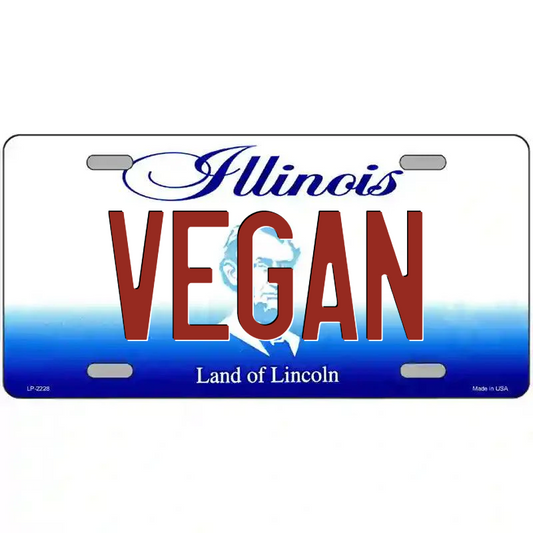 Vegan Illinois Metal Sign