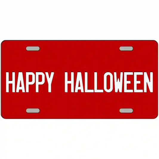Happy Halloween White on Red Metal Sign
