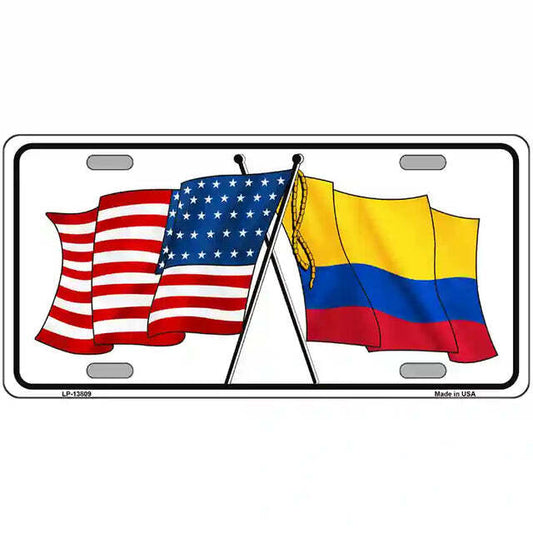 Columbia American Flags Crossed Metal Sign
