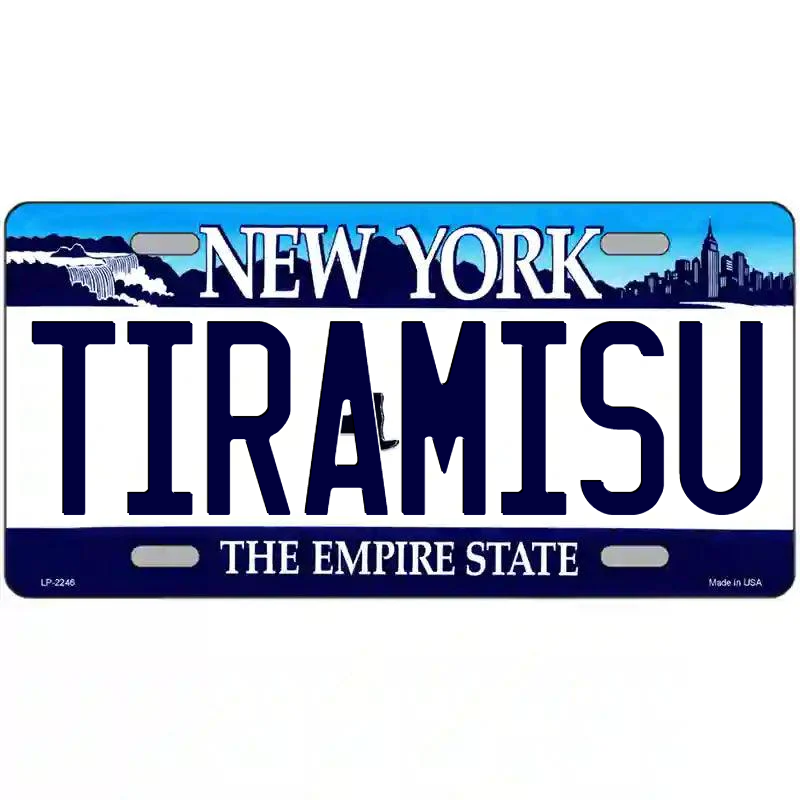 Tiramisu New York Blue Metal Sign
