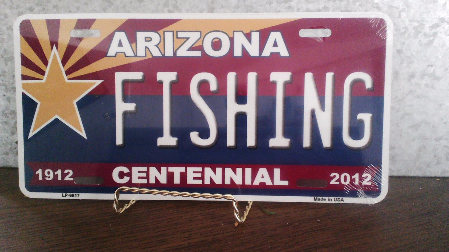 Fishing Arizona Centennial Metal Sign