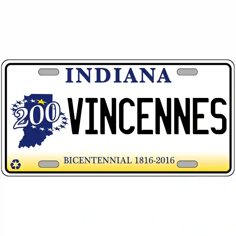 Vincennes Indiana Bicentennial Metal Sign
