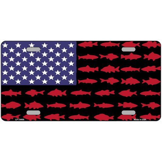 Fishermans American Flag Metal Sign