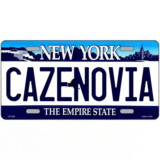 Cazenovia New York Blue Metal Sign