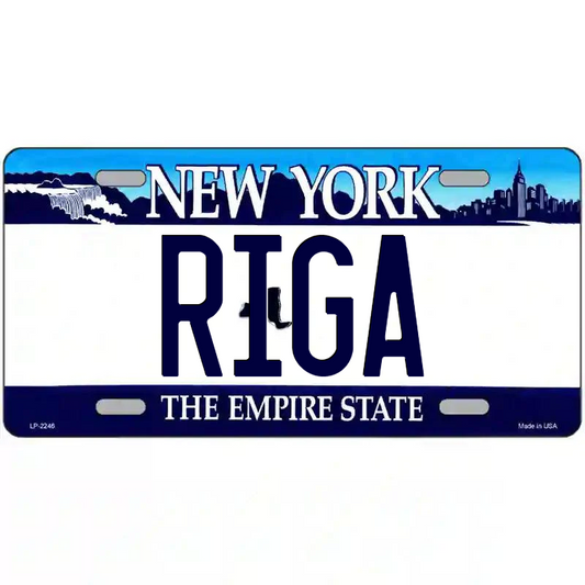 Riga New York Blue Metal Sign