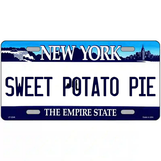Sweet Potato Pie New York Blue Metal Sign
