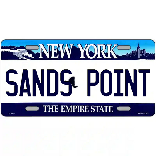 Sand Point New York Blue Metal Sign