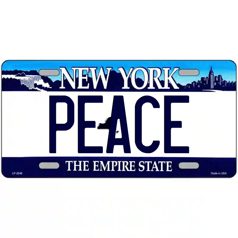 Peace New York Blue Metal Sign