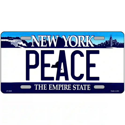 Peace New York Blue Metal Sign