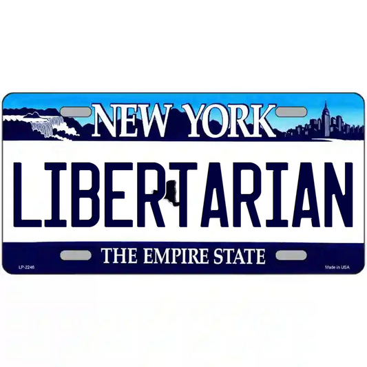 Libertarian New York Blue Metal Sign