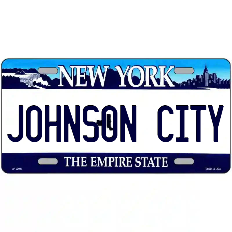 Johnson City New York Blue Metal Sign