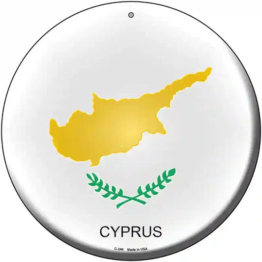 Cyprus Flag 12" Circle Metal Sign