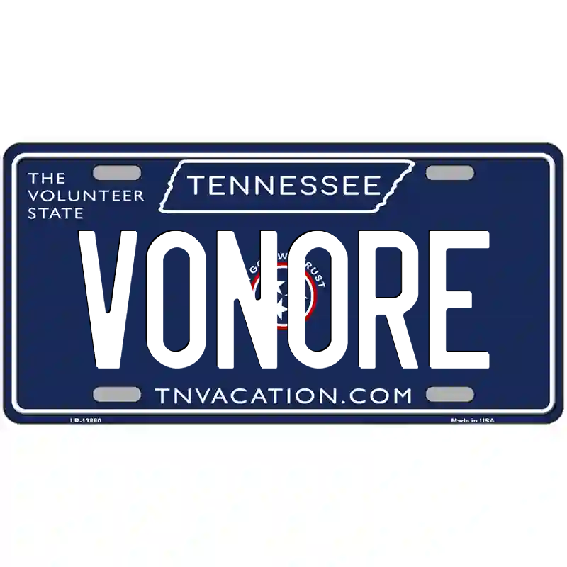 Vonore Tennessee Blue Metal Sign